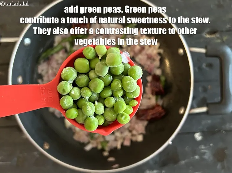 Step 17 – Add&nbsp;1/4 cup green peas.&nbsp;Green peas contribute a touch of&nbsp;<strong>natural sweetness</strong>&nbsp;to the stew, complementing the savory …