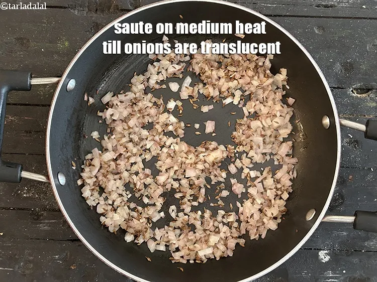 Step 13 – Saute on medium heat till onions are translucent.