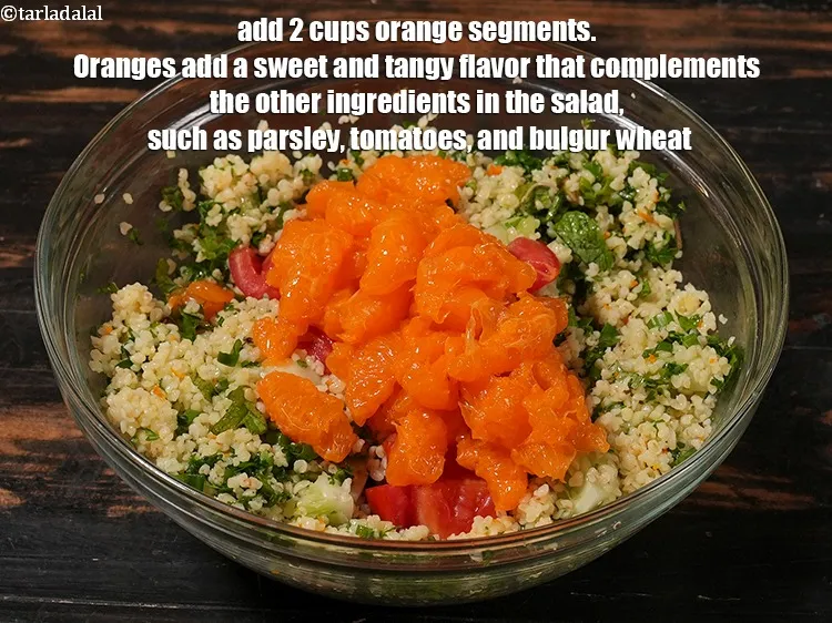Step 25 – Add&nbsp;<meta charset="UTF-8" />2 cups&nbsp;<a href="glossary-orange-segments-116i">orange segments</a>.&nbsp;Oranges add a sweet and tangy flavor that complements the …