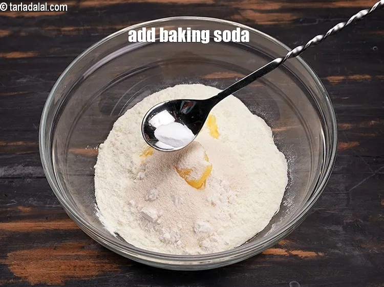 Step 14 – Add 1/8 tsp&nbsp;<a href="https://www.tarladalal.com/glossary-baking-soda-soda-bi-carb-615i">baking soda</a>. Adding baking powder will not give expected results so baking …