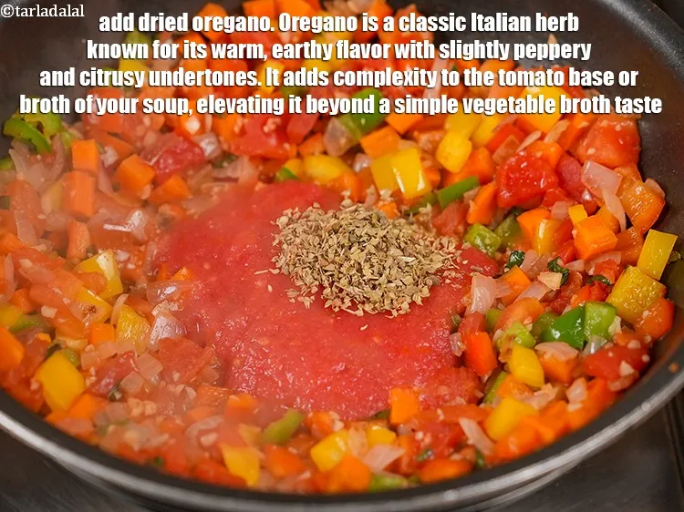 Step 13 – Add 1 tsp <a href="https://www.tarladalal.com/glossary-dried-oregano-268i">dried oregano</a>. Oregano is a classic Italian herb known for its …