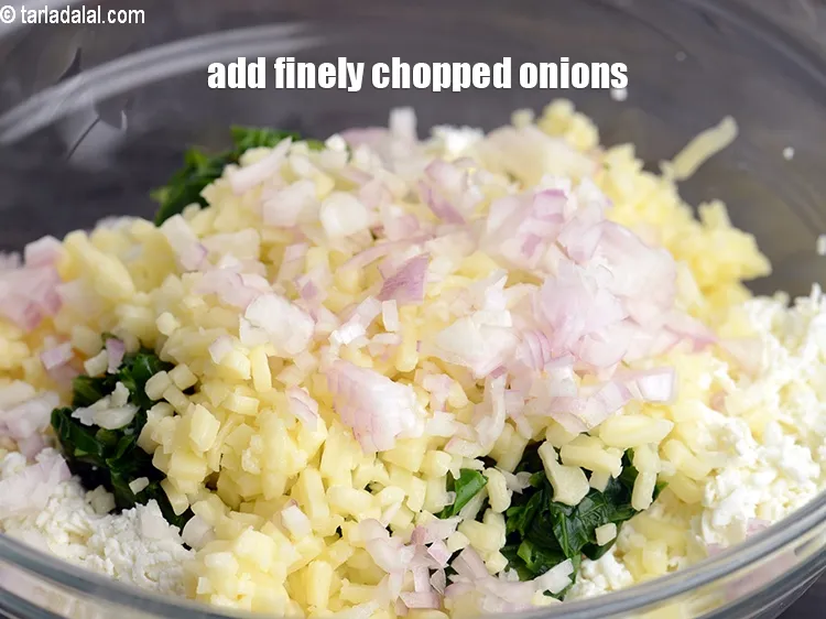 Step 15 – Add &frac14; cup finely <a href="https://www.tarladalal.com/glossary-chopped-onions-722i">chopped onions</a>.