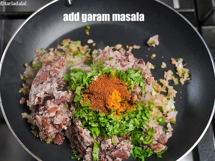 Step 13 – Add &frac34; tsp garam masala.&nbsp;