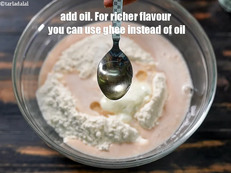 Step 13 – Add 1 tsp oil. For richer flavour you can use ghee instead of oil.