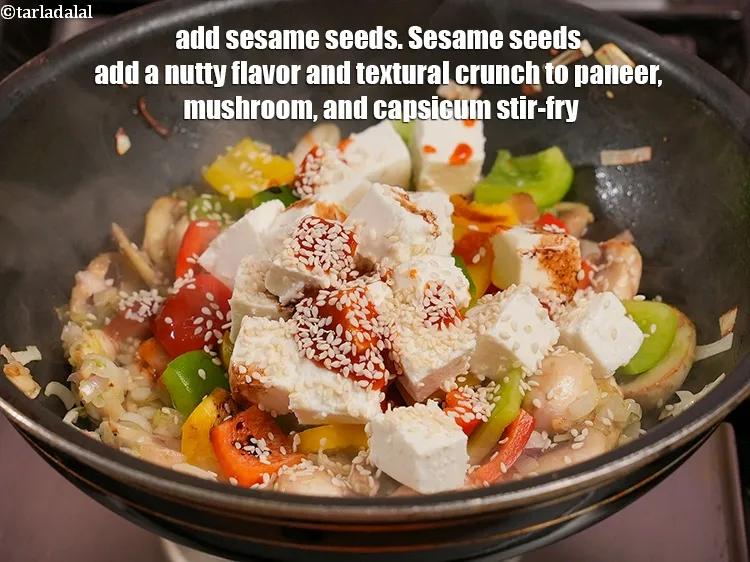 Step 13 – Add &frac12; tbsp <a href="https://www.tarladalal.com/glossary-sesame-seeds-til-gingelly-seeds-612i">sesame seeds (til)</a>. Sesame seeds add a nutty flavor and textural …