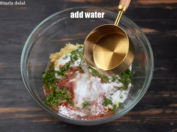 Step 13 – Add &frac34; cup water.