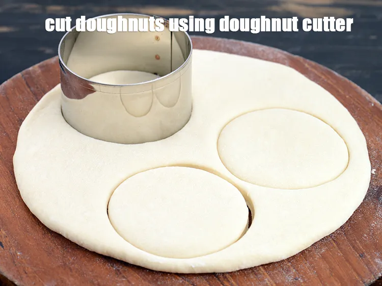 Step 13 – Cut the doughnuts using a doughnut cutter or the cookie cutter.