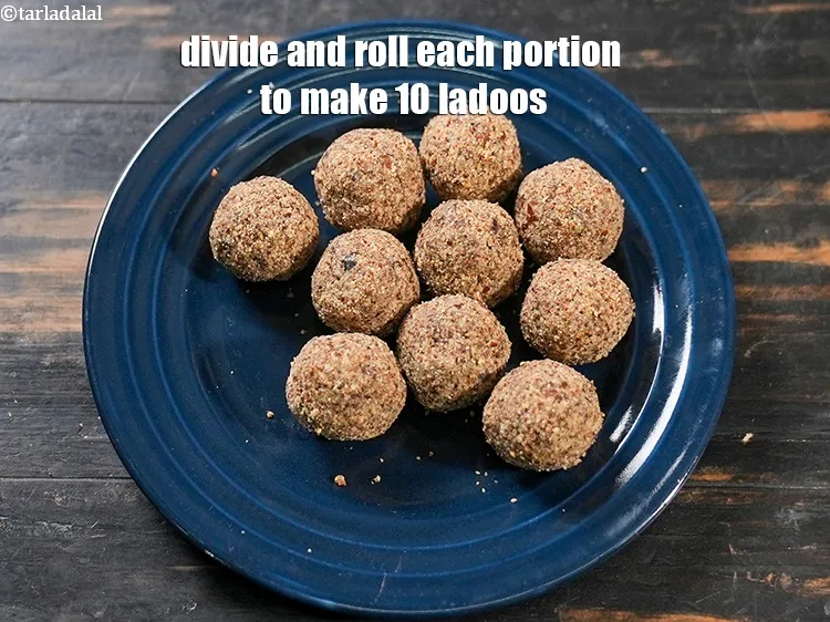 Step 13 – Divide and roll each portion to make 10 ladoos.