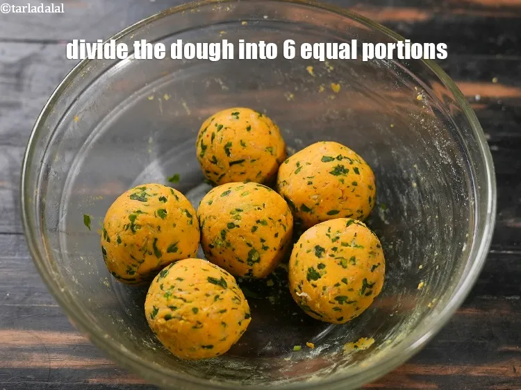 Step 13 – Divide the dough into 6 equal portions and keep aside.
