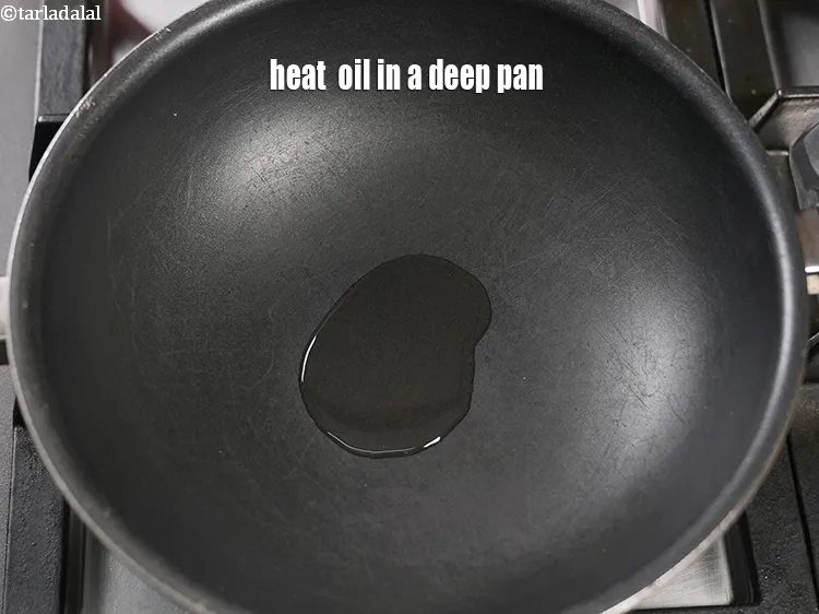 Step 13 – Heat 2 tsp oil in a deep pan.