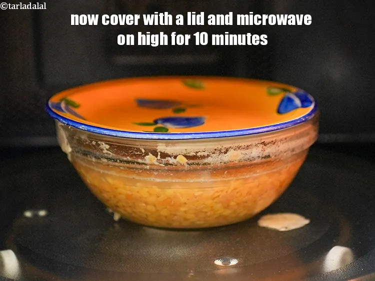 Step 13 – Now cover with a lid and microwave on high for 10 minutes.