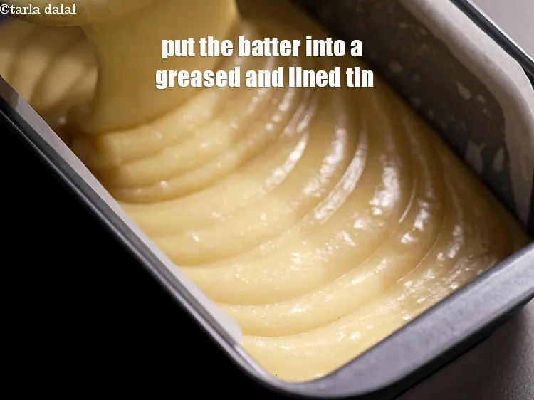 Step 13 – Transfer the batter into a greased and lined tin.