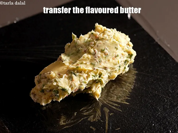 Step 13 – Transfer the flavoured butter onto a cling wrap.