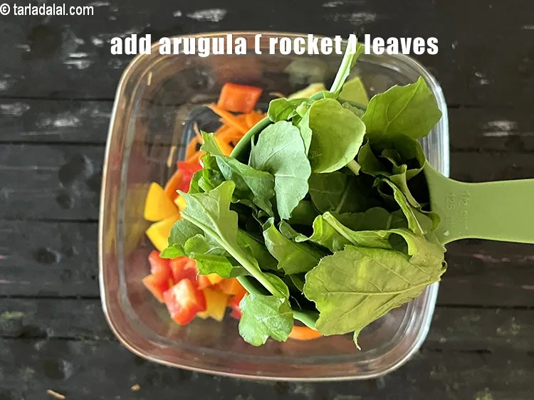 Step 15 – Add&nbsp;<meta charset="UTF-8" />1/2 cup&nbsp;<a href="glossary-rocket-leaves-arugula-1379i">arugula</a>&nbsp;leaves , torn into pieces.