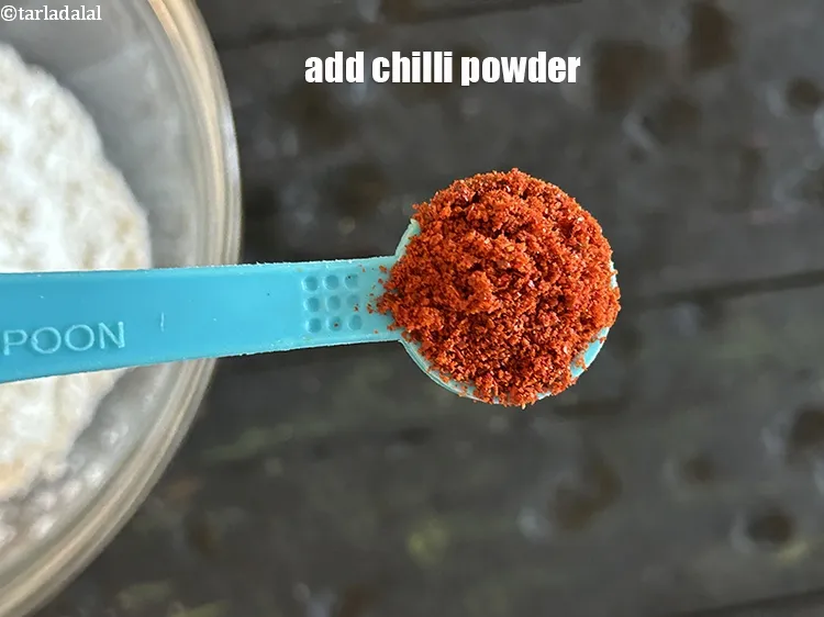 Step 13 – Add&nbsp;<meta charset="UTF-8" />1/2 tsp&nbsp;<a href="glossary-chilli-powder-red-chilli-powder-339i">chilli powder</a>.