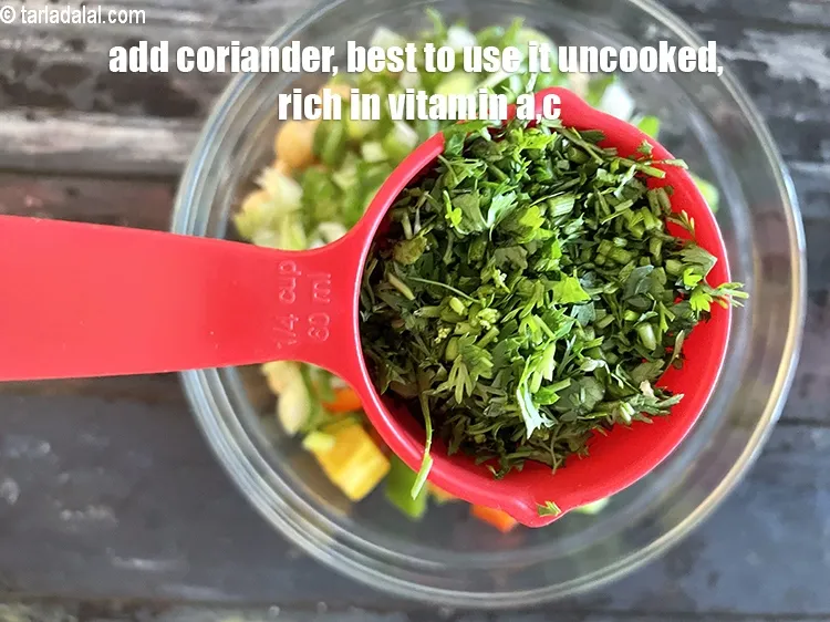 Step 20 – Add&nbsp;1/4 cup chopped coriander.&nbsp;The antioxidants&nbsp;<a href="https://www.tarladalal.com/recipes-for-vitamin-a-rich-816" target="_blank">vitamin A</a>,&nbsp;<a href="https://www.tarladalal.com/recipes-for-Vitamin-C-Rich-Indian-Recipes-804" target="_blank">vitamin C</a>&nbsp;and the quercetin present in&nbsp;<a …