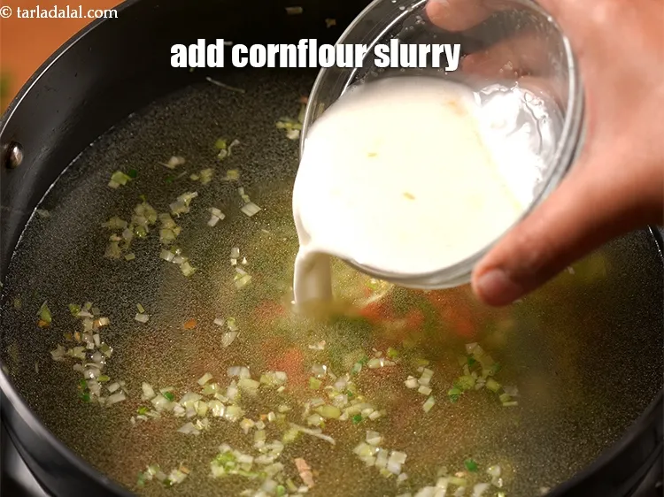 Step 17 – Add the cornflour slurry. It&rsquo;s optional.