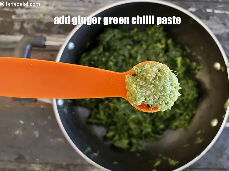 Step 13 – Add&nbsp;<meta charset="UTF-8" />2 1/2 tsp&nbsp;<a href="glossary-ginger-green-chilli-paste-adrak-mirch-ki-paste-adrak-mirchi-paste-139i">ginger-green chilli paste</a>.&nbsp;