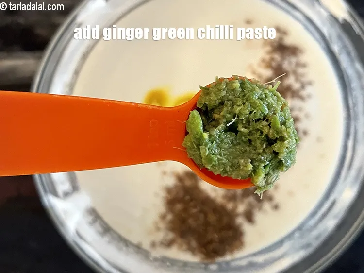 Step 16 – Add&nbsp;<meta charset="UTF-8" />1 tsp&nbsp;<a href="glossary-ginger-green-chilli-paste-adrak-mirch-ki-paste-adrak-mirchi-paste-139i">ginger-green chilli paste</a>.