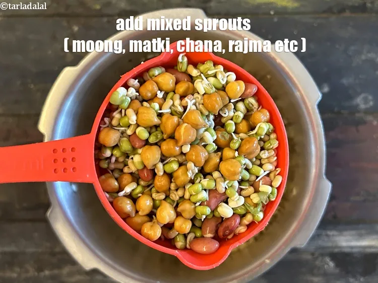 Step 34 – <meta charset="UTF-8" /> Add&nbsp;1 cup&nbsp;<a href="mixed-sprouts-2792r">mixed sprouts</a>&nbsp;(moong , matki , chana , rajma etc.). You …