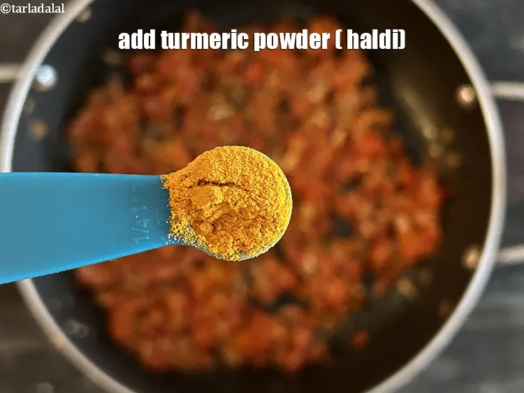Step 13 – Add&nbsp;<meta charset="UTF-8" /><strong>1/4th&nbsp;tsp</strong>&nbsp;<a href="glossary-turmeric-powder-haldi-645i">turmeric powder (haldi)</a>.