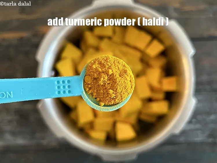 Step 13 – Add&nbsp;<meta charset="UTF-8" />1/2 tsp&nbsp;<a href="glossary-turmeric-powder-haldi-645i">turmeric powder (haldi)</a>.