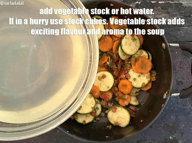 Step 24 – <meta charset="UTF-8" />Add&nbsp;<a href="https://www.tarladalal.com/basic-vegetable-stock-38556r">vegetable stock</a>&nbsp;or&nbsp;&nbsp;hot water. For better taste use&nbsp;<a href="https://www.tarladalal.com/basic-vegetable-stock-38556r">vegetable stock</a>&nbsp;or if in hurry …