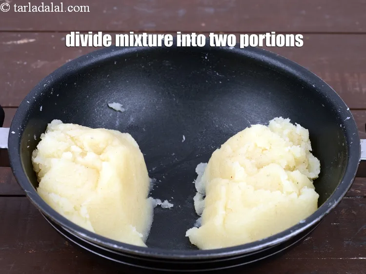 Step 14 – Divide the mixture into two portions.