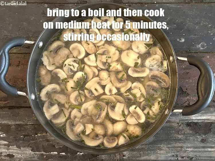 Step 17 – Bring to a boil and cook on medium heat&nbsp;for 5 minutes, stirring occasionally.