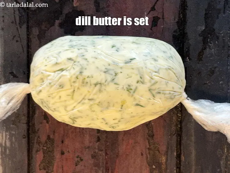 Step 15 – Dill butter is now set. You can see the butter has firmed up.