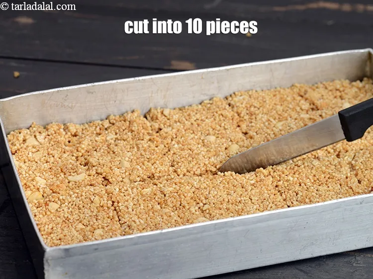 Step 15 – Wait for 5 minutes, cut into 10 equal pieces using a sharp knife.