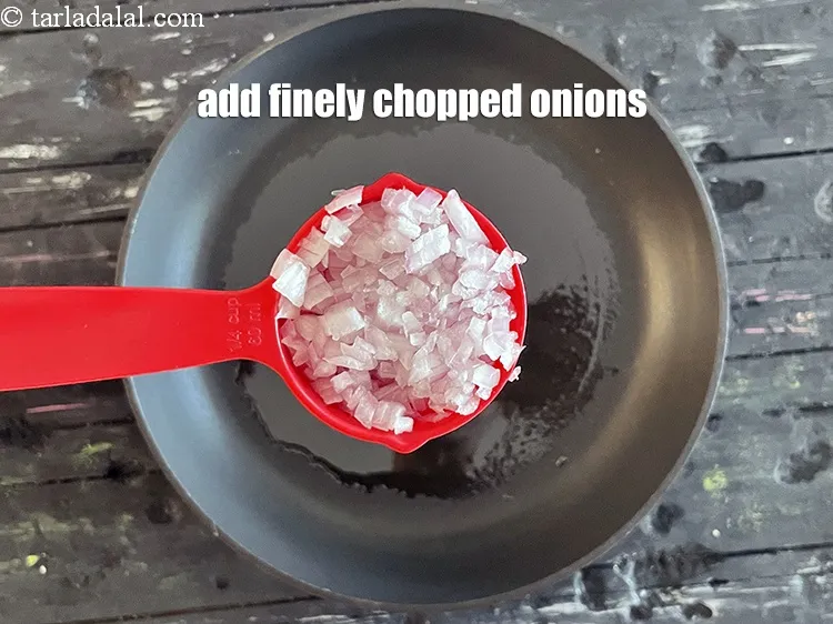 Step 22 – <strong>Add 1/4 cup finely chopped onions.</strong>