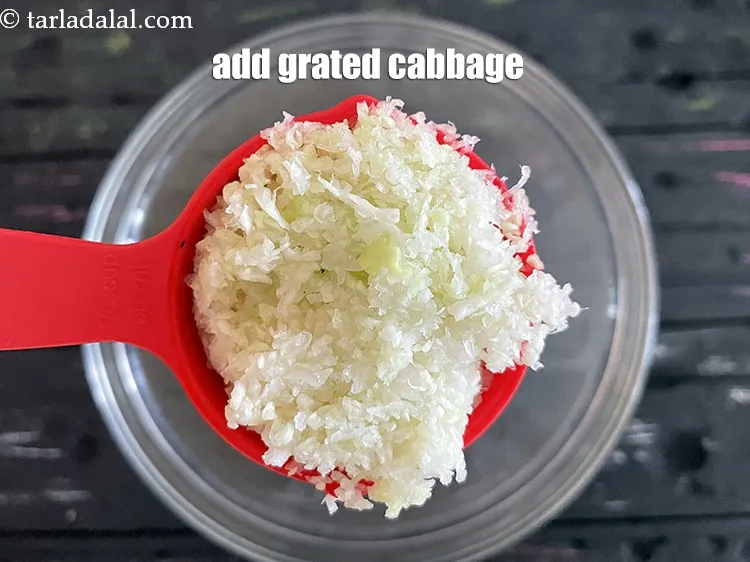 Step 13 – Add&nbsp;<meta charset="UTF-8" />1/4 cup&nbsp;<a href="glossary-grated-cabbage-860i">grated cabbage</a>.