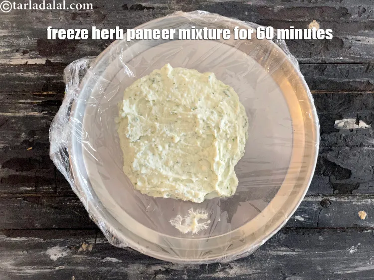 Step 21 – <meta charset="UTF-8" /> Freeze for 60 minutes. This will make the&nbsp;cottage cheese herb mixture firm.