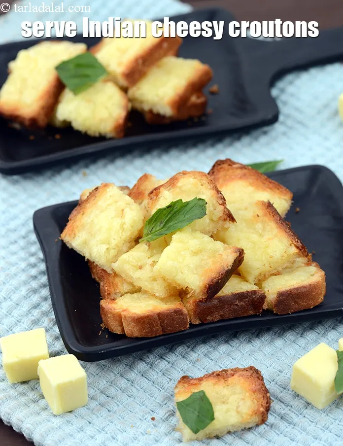 Step 12 – Serve <strong>cheese croutons recipe | Indian cheesy croutons | baked cheese croutons for soup | …