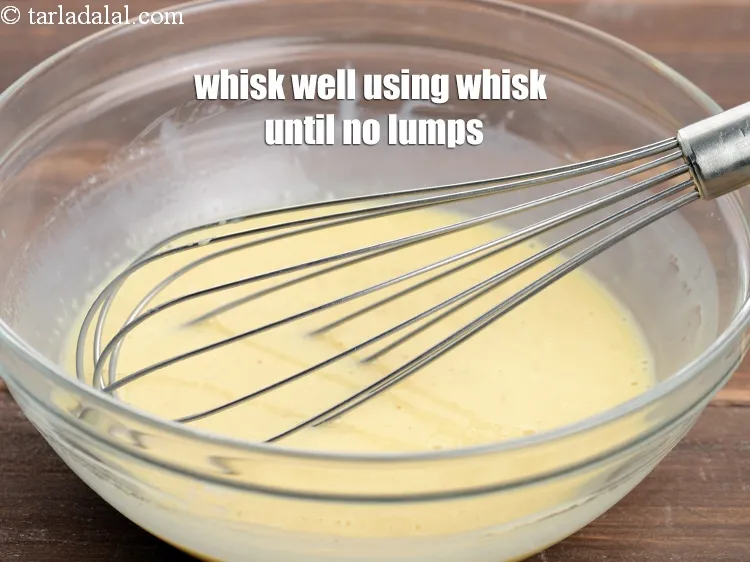 Step 13 – Whisk well using a whisk until no lumps remain.