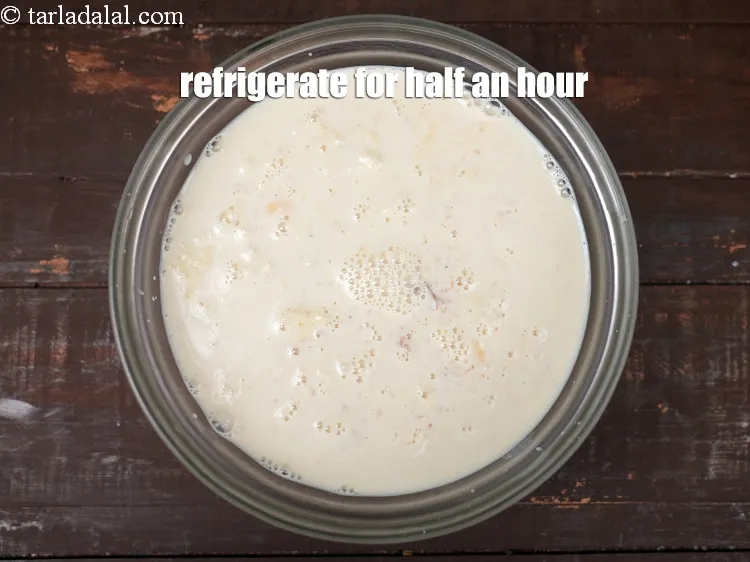 Step 14 – Refrigerate for half an hour. The rabdi will thicken slightly.