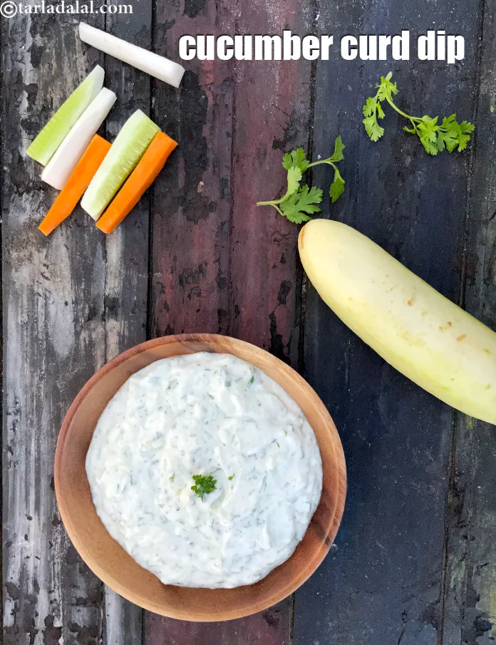 Step 17 – Serve <strong>cucumber dip | cucumber curd dip | Indian healthy kakadi dip |&nbsp;</strong>chilled.