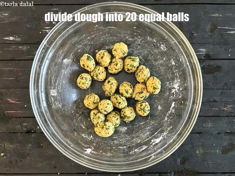 Step 13 – Divide the dough into 20 equal portions.