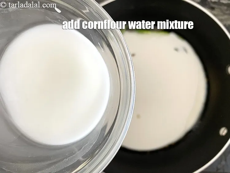 Step 14 – Add&nbsp;cornflour-water mixture.