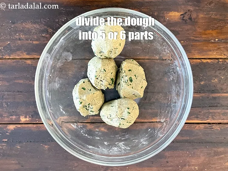 Step 13 – Divide the dough into 5 or 6 equal portions.