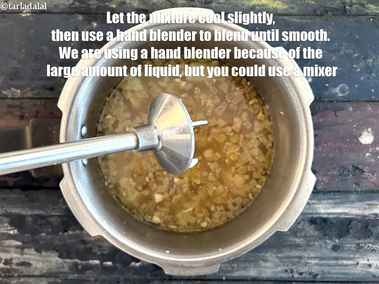 Step 14 – <meta charset="UTF-8" />Let the mixture cool slightly, then use a hand blender to blend it …