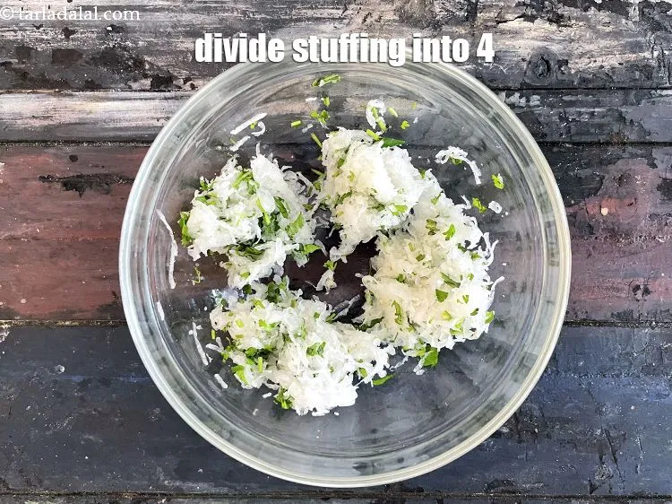 Step 35 – Divide stuffing into 4.