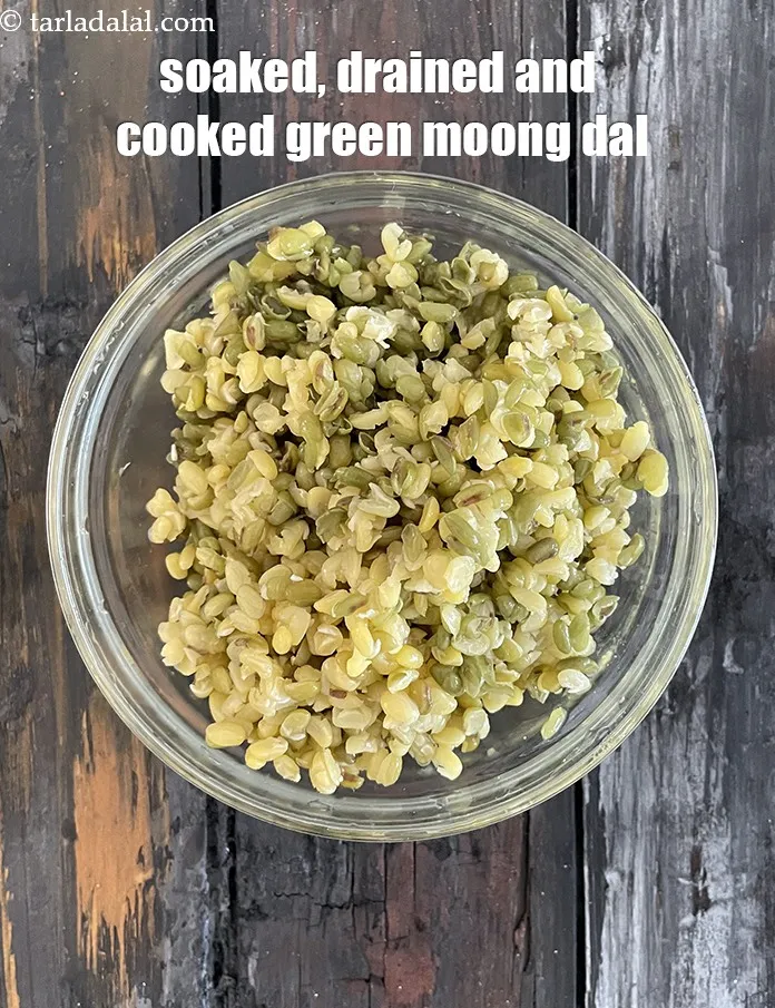 Step 13 – Soaked, drained and cooked green moong dal.