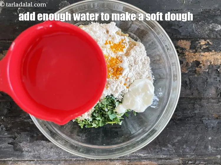 Step 14 – Add enough water to make a soft dough. We used 1/8 cup of water.