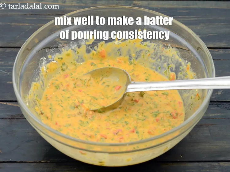Step 14 – Mix well to make a batter of pouring consistency.