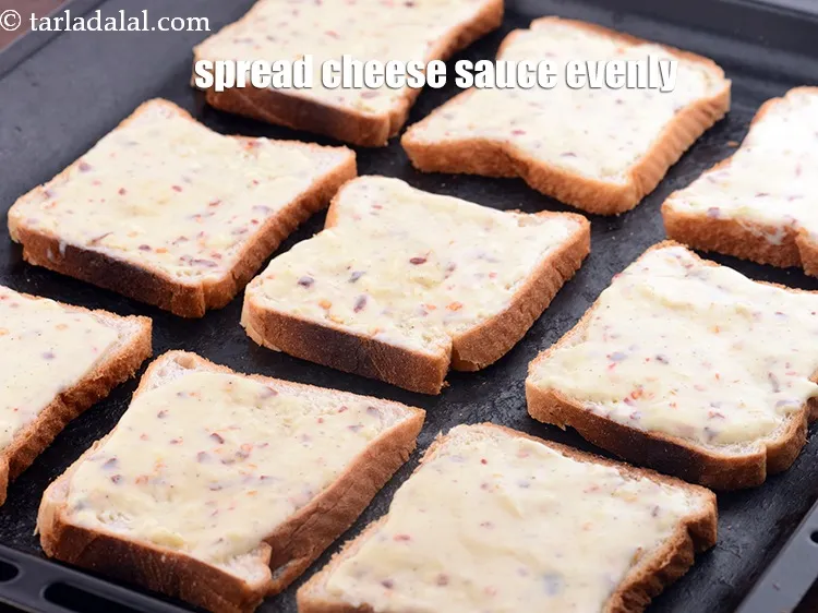 Step 13 – Spread the prepared sauce evenly on each slice.