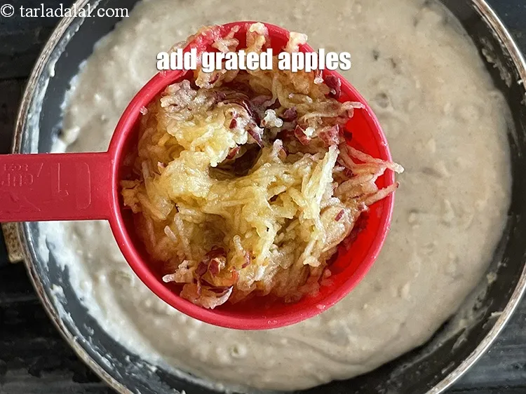 Step 14 – Add&nbsp;<meta charset="UTF-8" />3/4 cup&nbsp;<a href="glossary-grated-apples-60i">grated apples</a>.