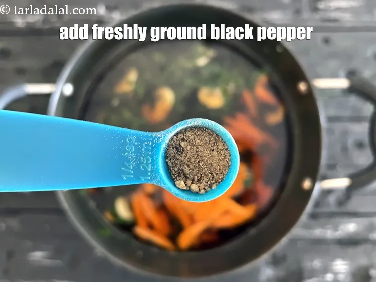 Step 19 – Add freshly ground black pepper. We added 1/8th tsp pepper.