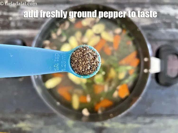 Step 16 – Add freshly gound black pepper to taste. We added 1/4 tsp black pepper.